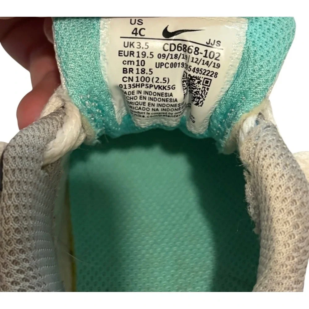 Nike Air Max 90 Toddler 4C White Aurora Green Grey CD6868-102 Sneaker‎